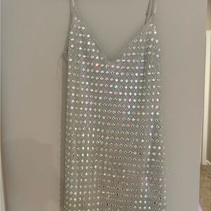 Oh Polly Silver Sequin Mini Dress